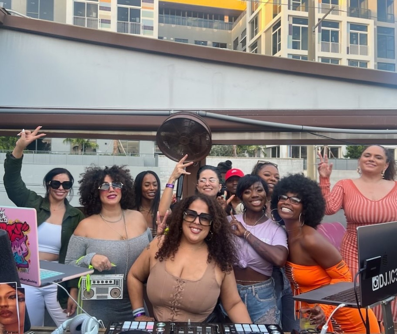 The MixHer network of female DJs at a rooftop event